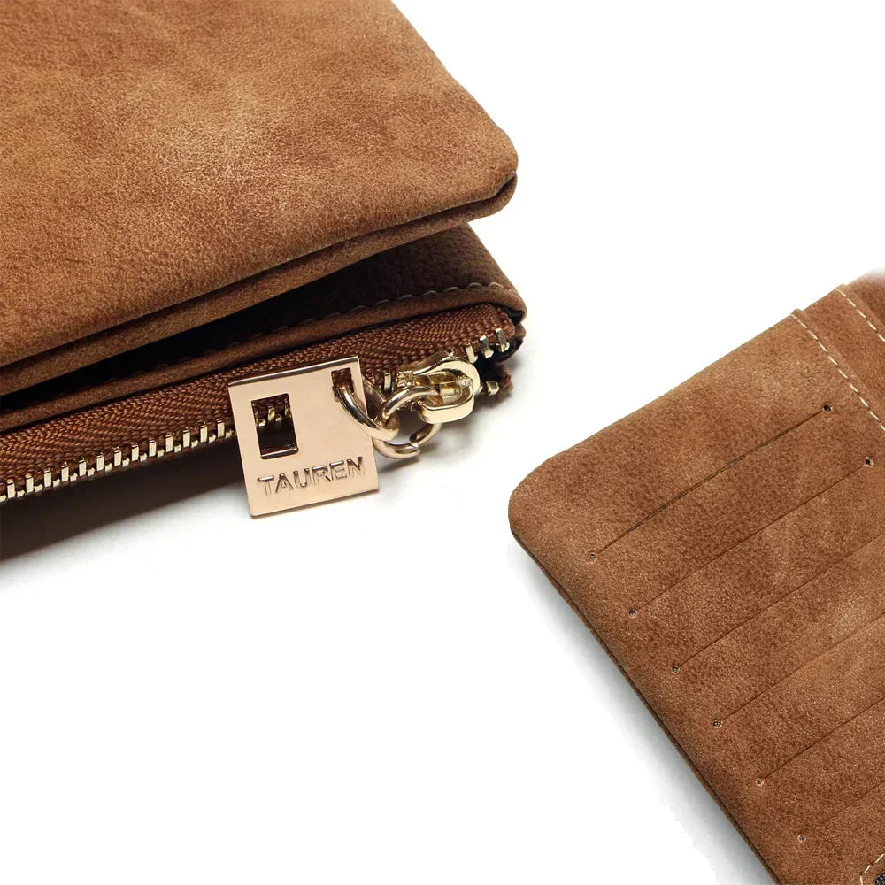 Timeless Elegance: Women’s 2-Fold Nubuck Clutch with Zipper & Drawstring.