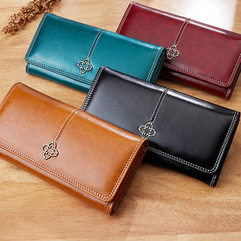 Luxury Long Leather Wallet for Women – Stylish & Spacious