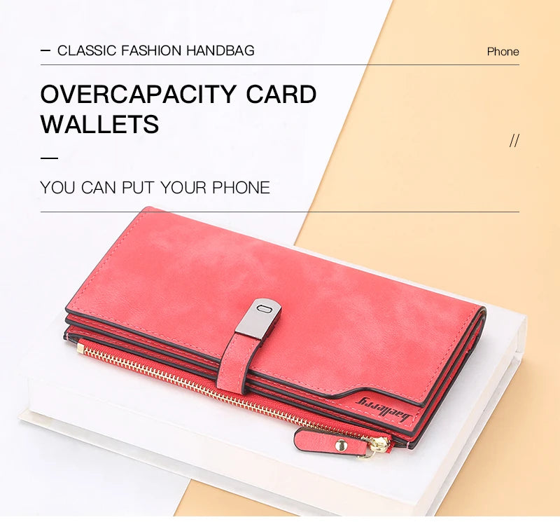 Elegant Long Wallet for Women – Magnetic Closure & Card Organizer