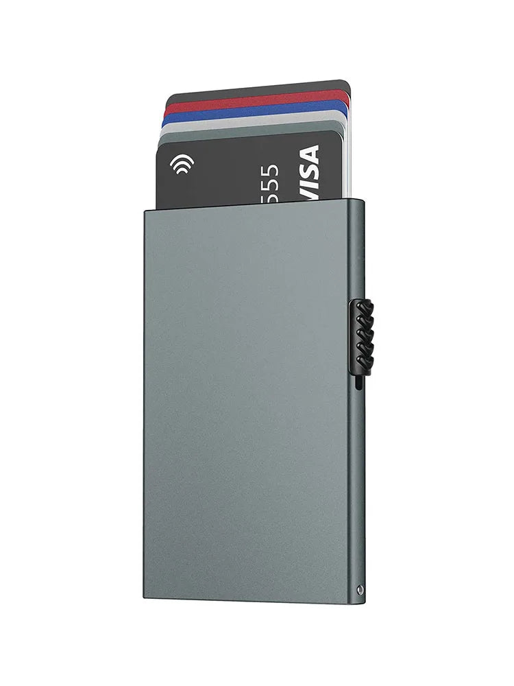 Slim Metal Pop-Up Card Holder – RFID Blocking Minimalist Wallet
