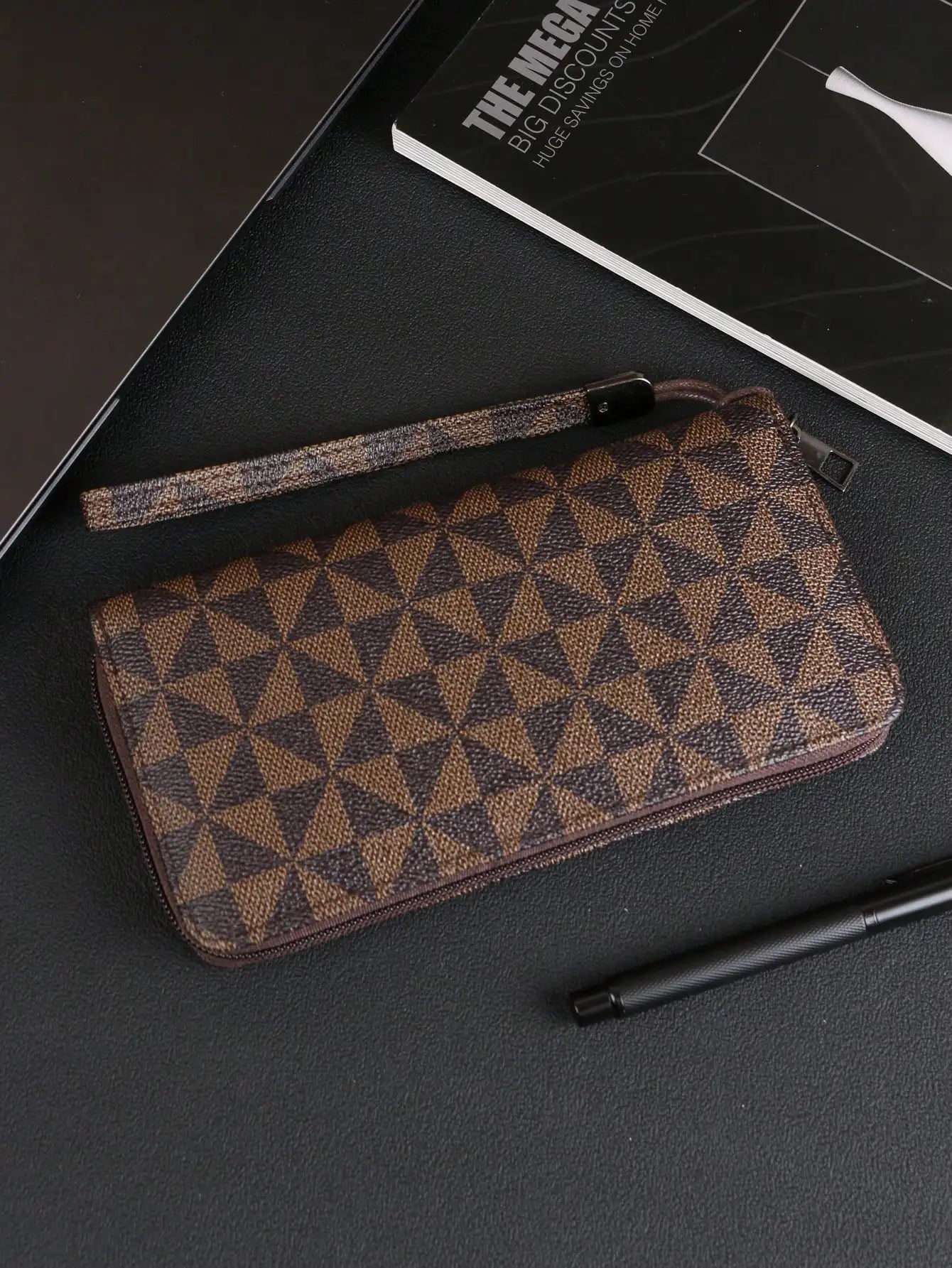 Retro Windmill Long Wallet – Stylish Zip Clutch with Multi-Card Slots for Business & Casual Use