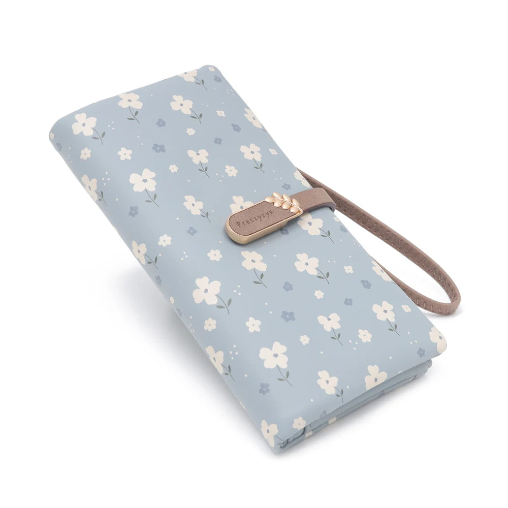 Women’s Long Wallet – Cute Leaf & Flower Pattern Zipper Clutch with Card & Coin Holder