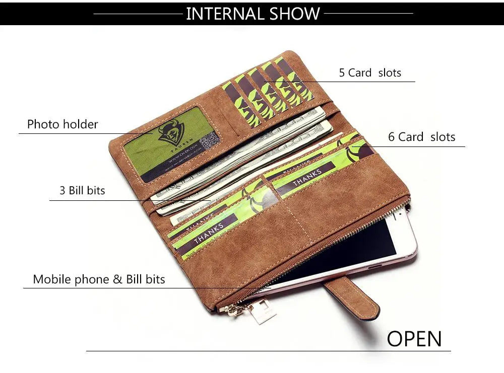 Timeless Elegance: Women’s 2-Fold Nubuck Clutch with Zipper & Drawstring.