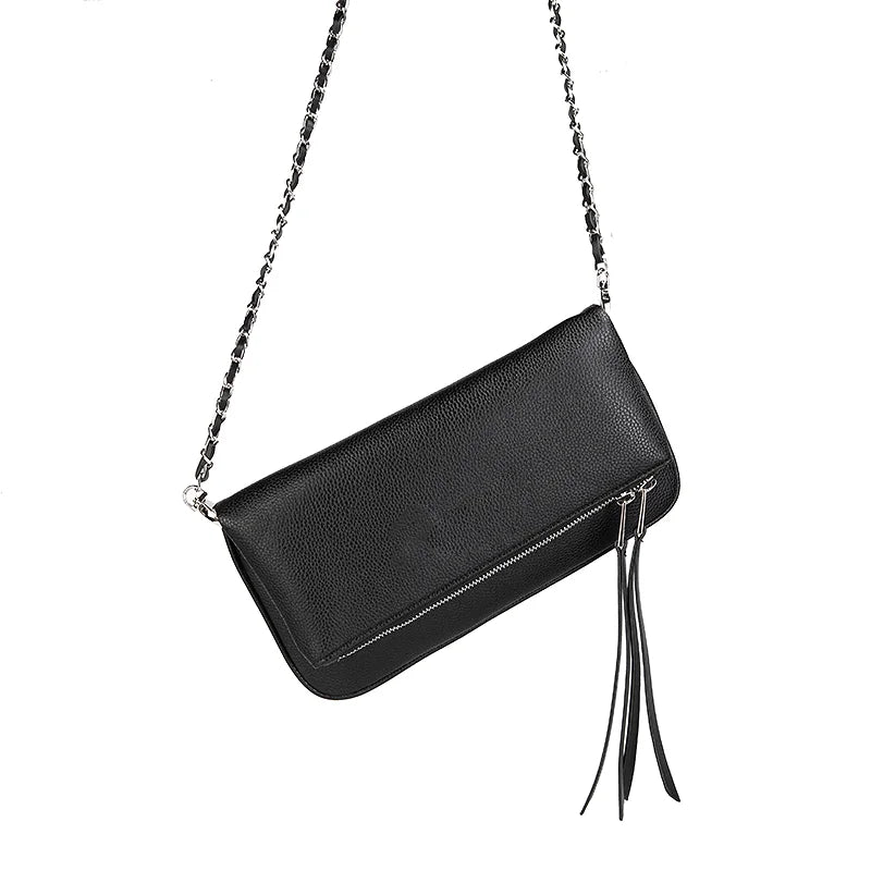 Vintage Chain Envelope Shoulder Bag – Elegant Black Crossbody for Women