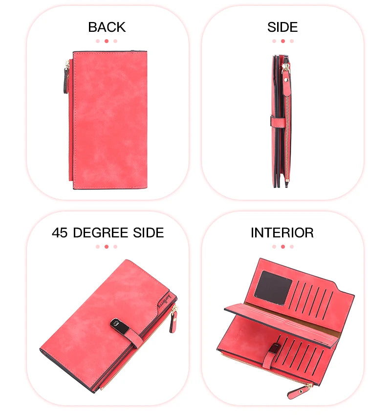 Elegant Long Wallet for Women – Magnetic Closure & Card Organizer