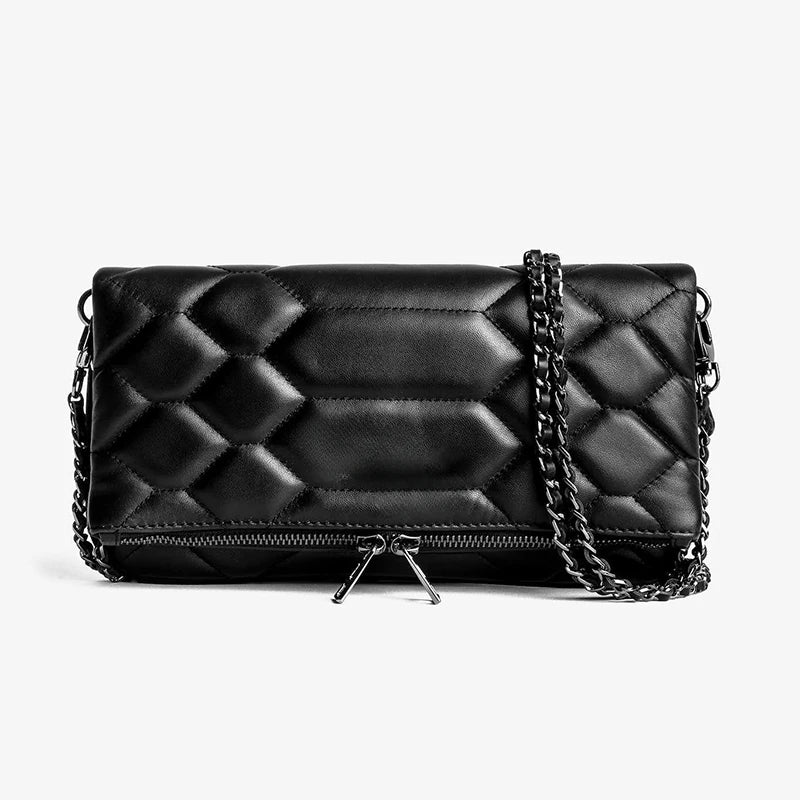 Vintage Chain Envelope Shoulder Bag – Elegant Black Crossbody for Women
