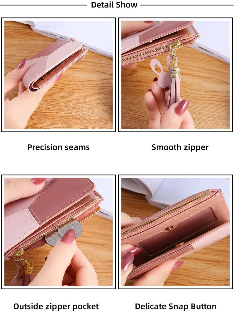 Compact Card Holder (Zip Wallet) with Tassel for Women & Girls