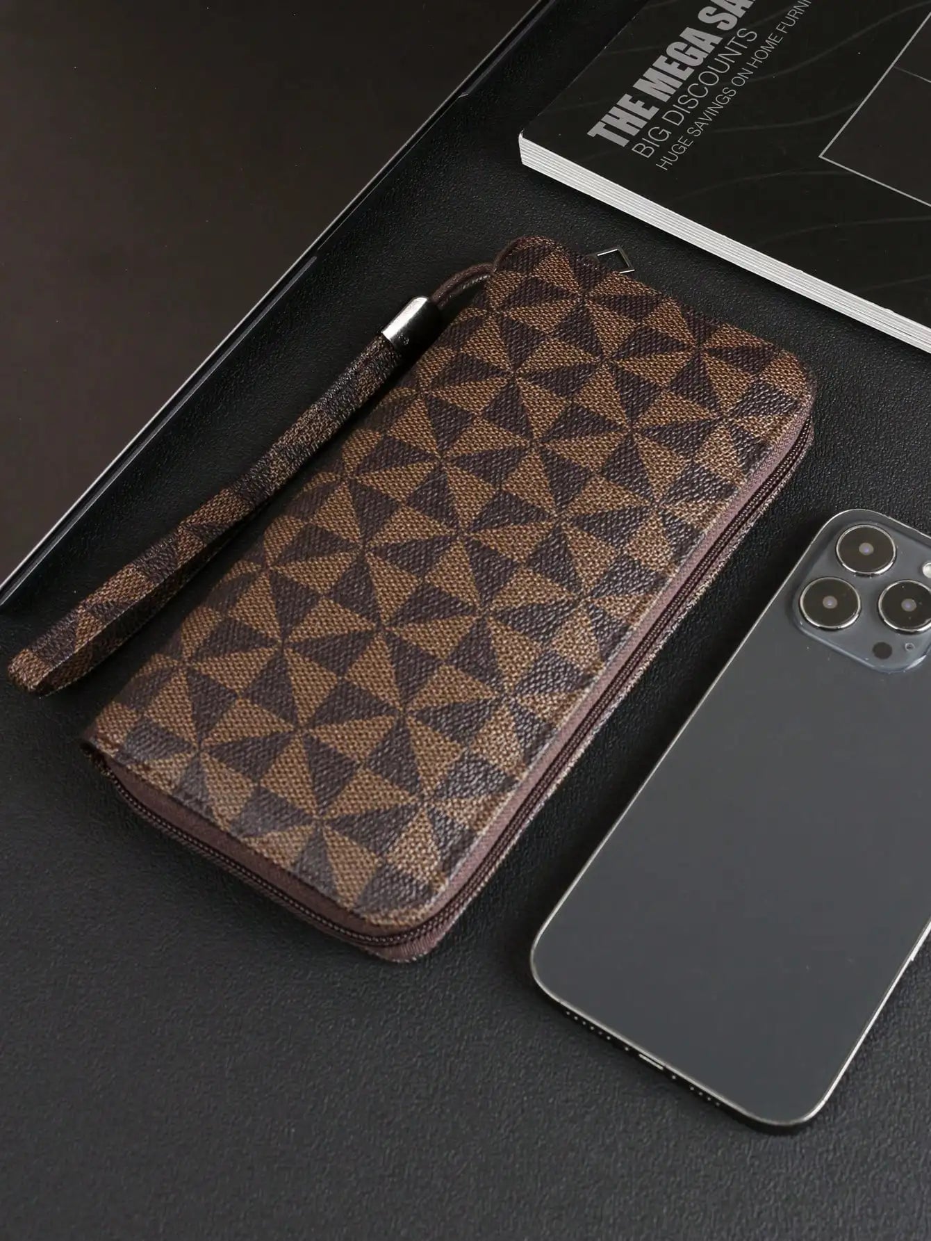 Retro Windmill Long Wallet – Stylish Zip Clutch with Multi-Card Slots for Business & Casual Use