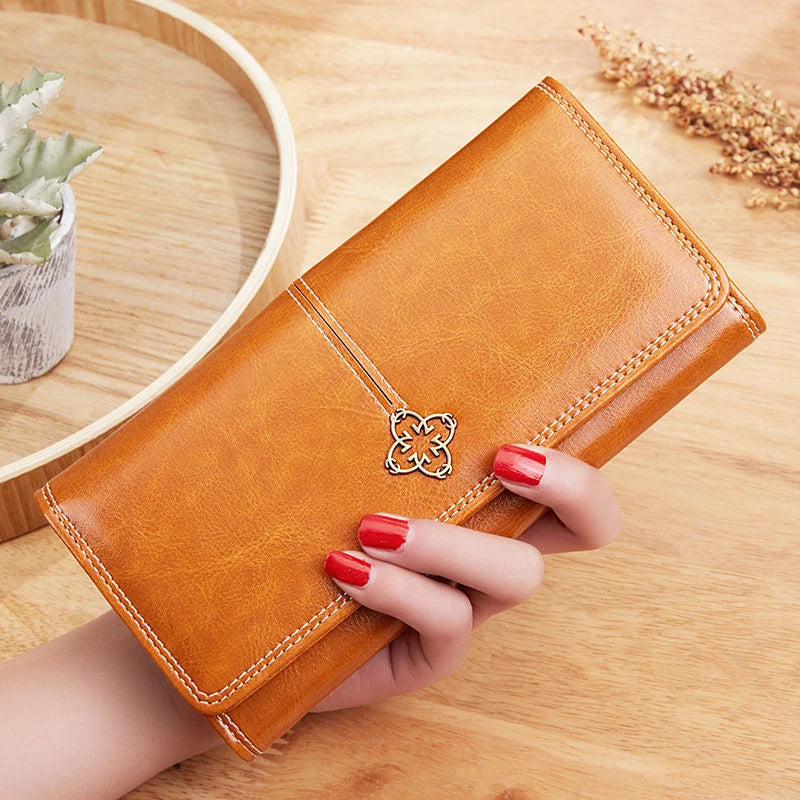 Luxury Long Leather Wallet for Women – Stylish & Spacious