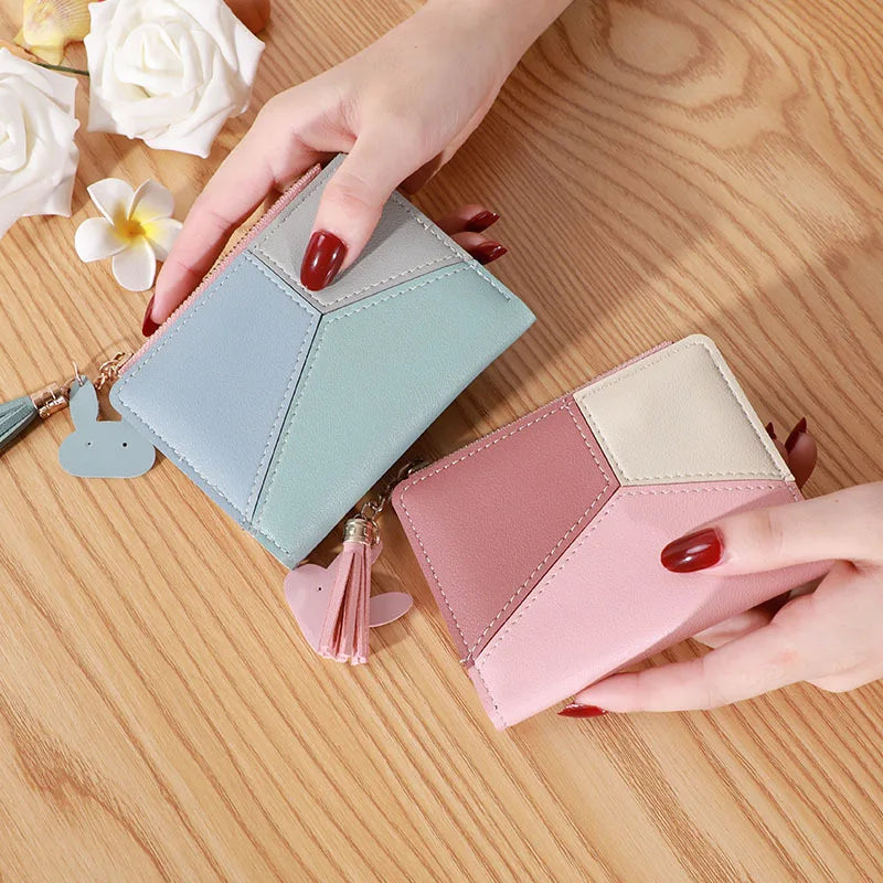Compact Card Holder (Zip Wallet) with Tassel for Women & Girls