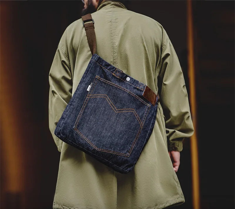 Men’s Vintage Denim Travel Duffle Bag – Durable & Stylish