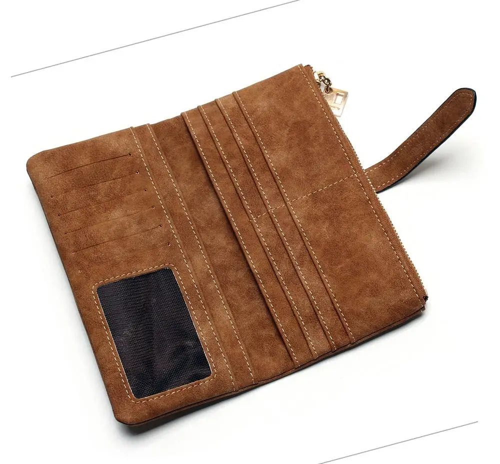 Timeless Elegance: Women’s 2-Fold Nubuck Clutch with Zipper & Drawstring.