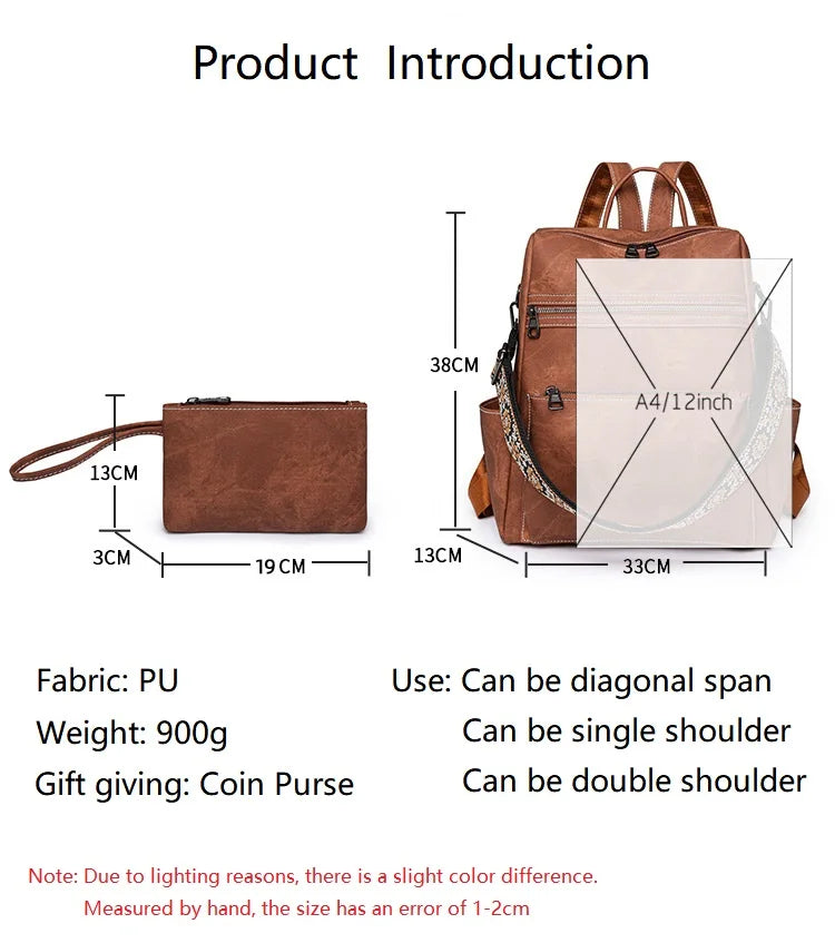 Leather Convertible Backpack Purse