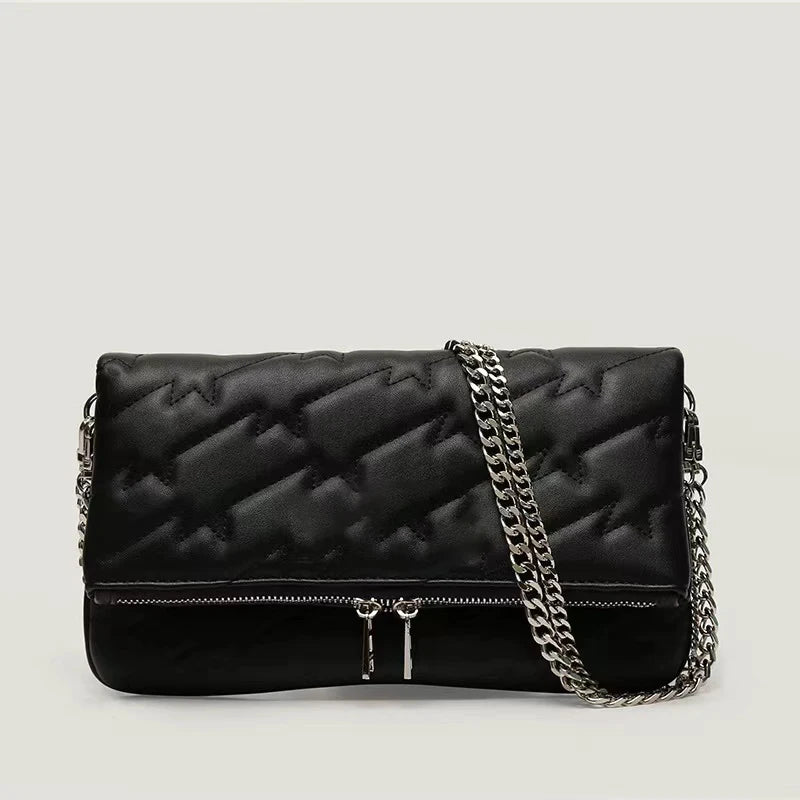 Vintage Chain Envelope Shoulder Bag – Elegant Black Crossbody for Women