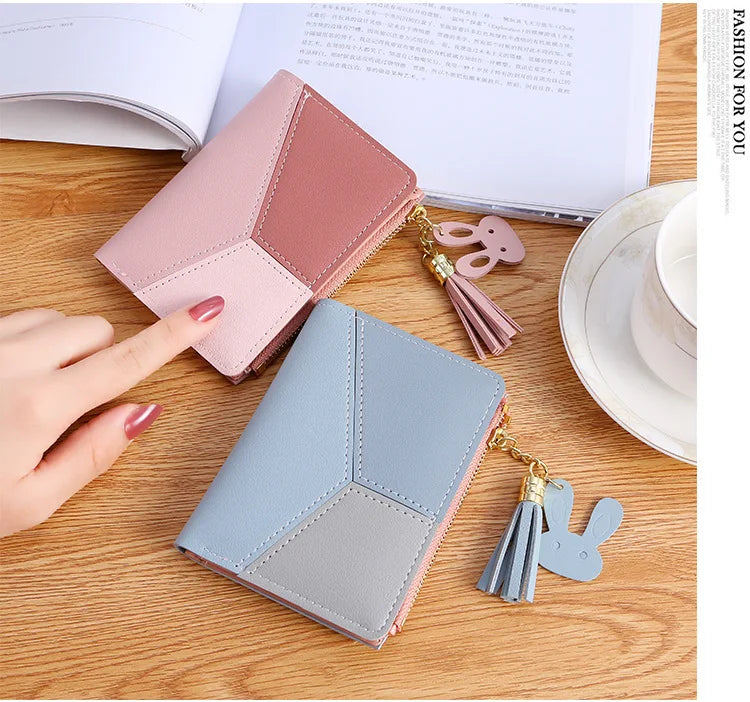 Compact Card Holder (Zip Wallet) with Tassel for Women & Girls