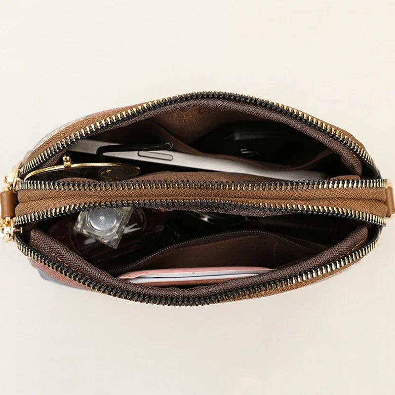 Color Block PU Shoulder Bag