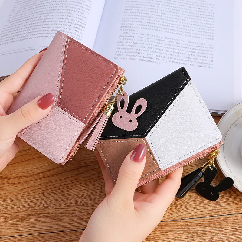 Compact Card Holder (Zip Wallet) with Tassel for Women & Girls