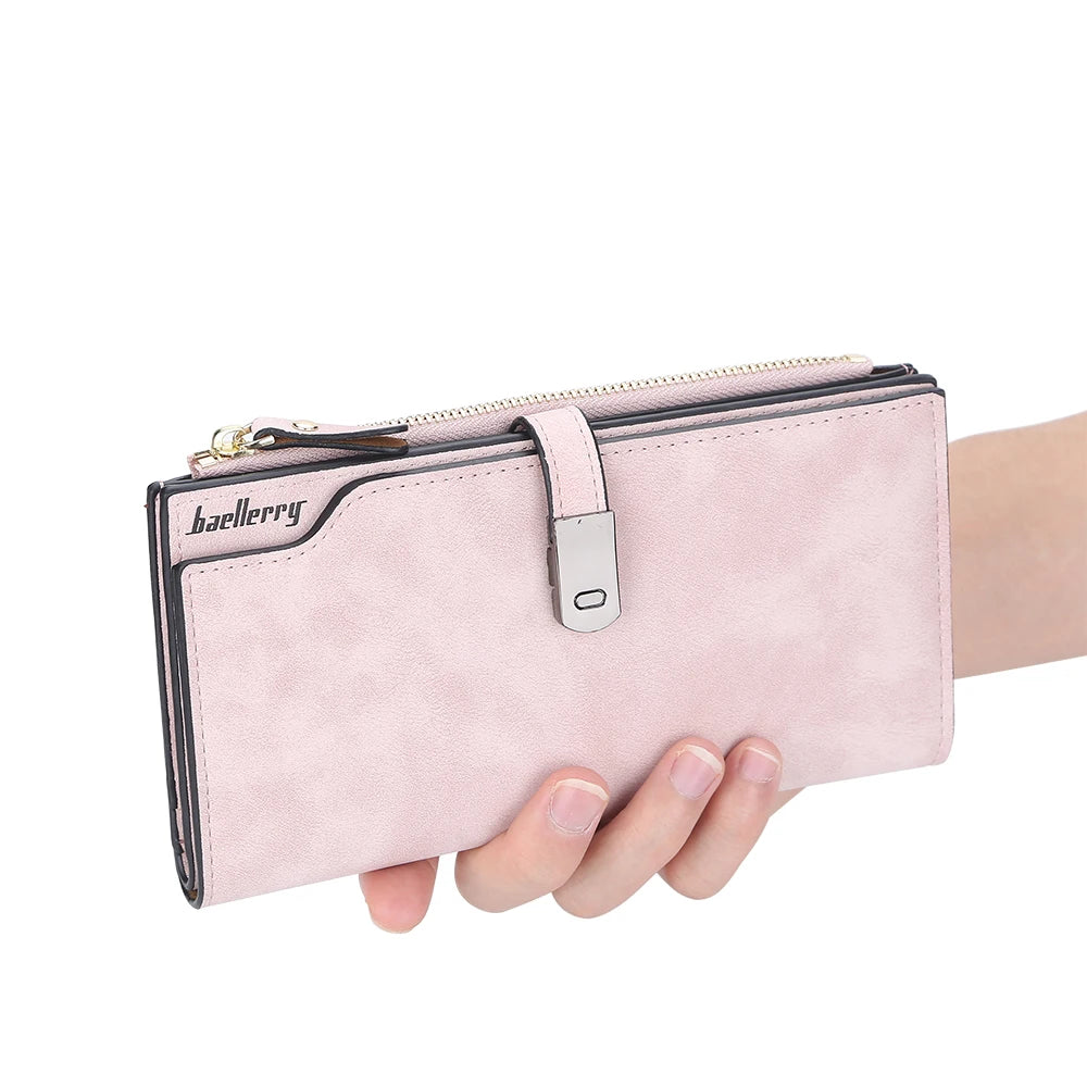 Elegant Long Wallet for Women – Magnetic Closure & Card Organizer