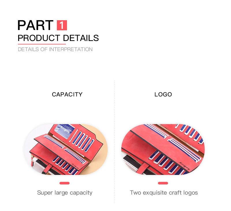 Elegant Long Wallet for Women – Magnetic Closure & Card Organizer