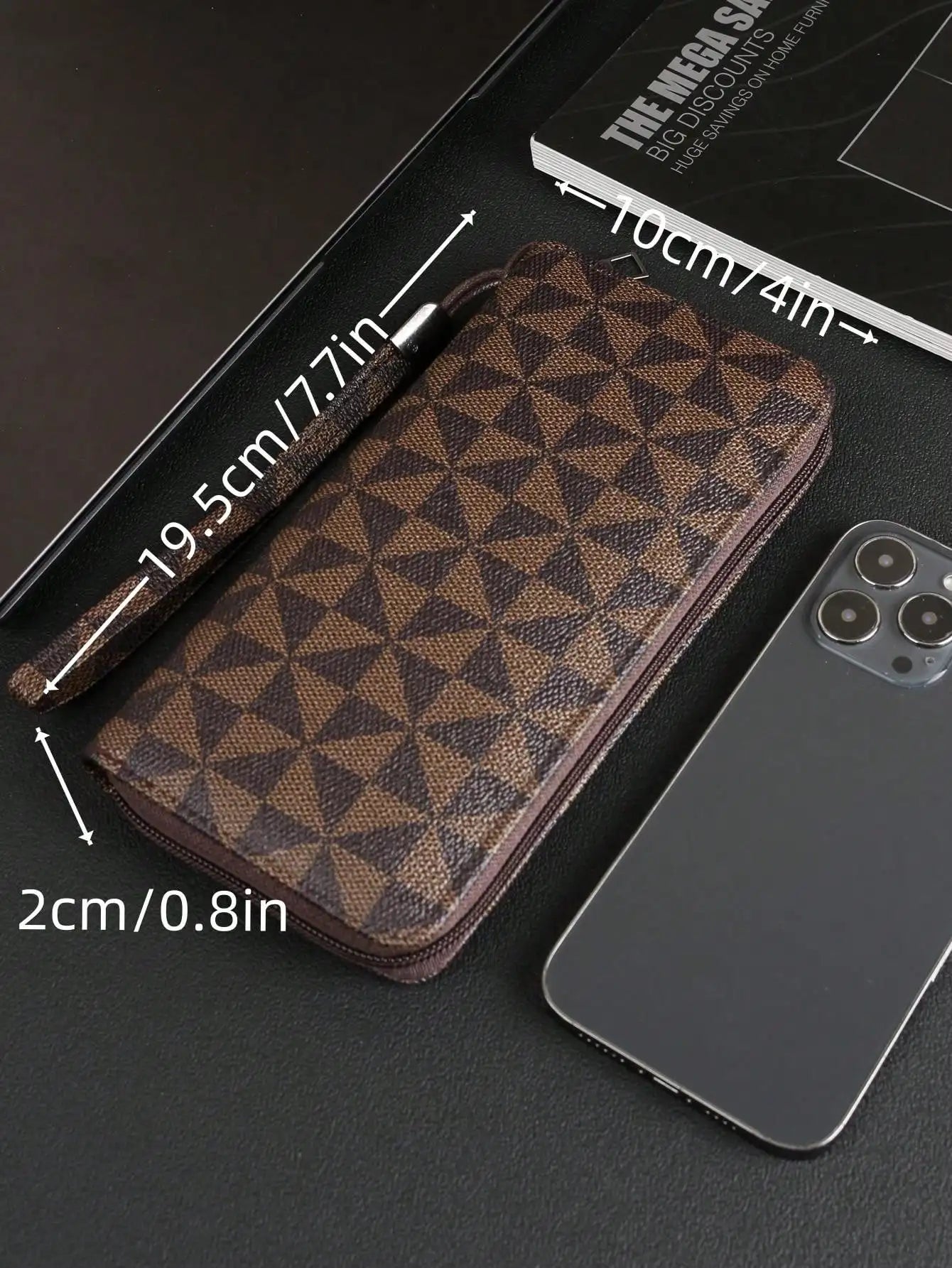 Retro Windmill Long Wallet – Stylish Zip Clutch with Multi-Card Slots for Business & Casual Use