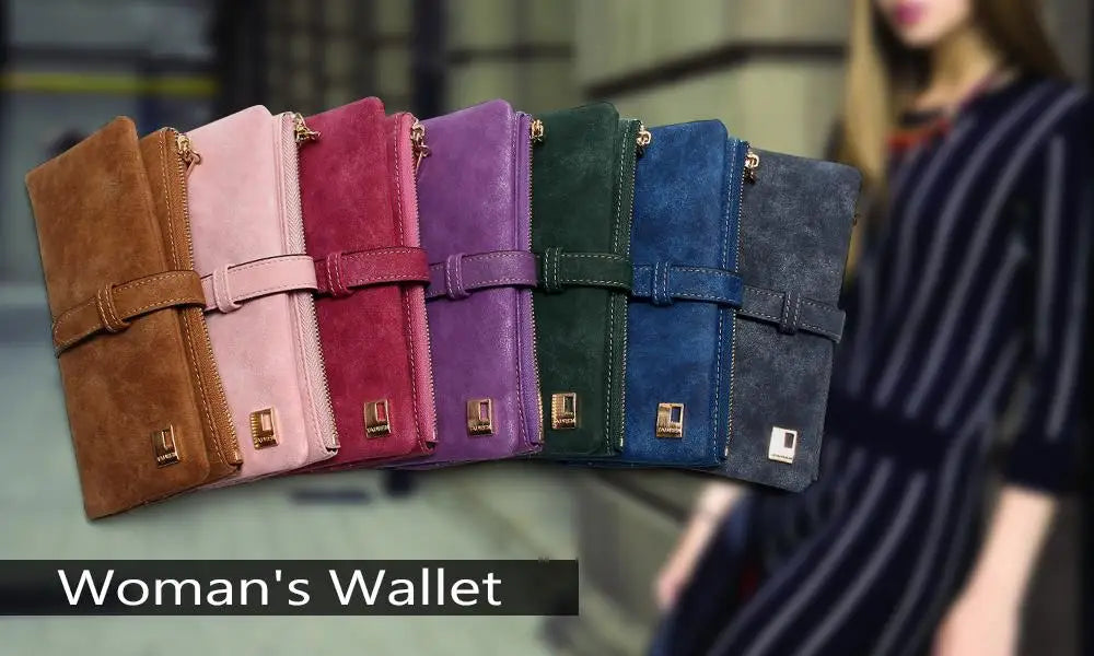 Timeless Elegance: Women’s 2-Fold Nubuck Clutch with Zipper & Drawstring.