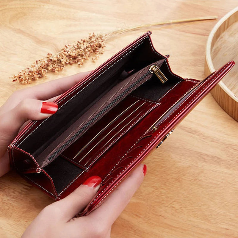 Luxury Long Leather Wallet for Women – Stylish & Spacious