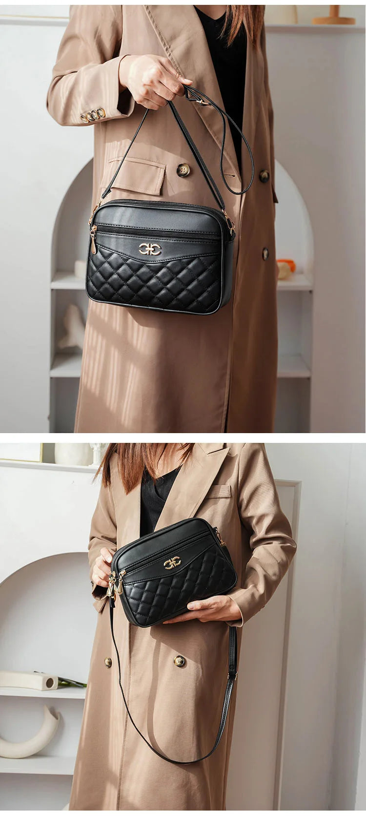 High Capacity Soft PU Leather Envelope Messenger Bag – Zipper Closure Shoulder Purse for Women