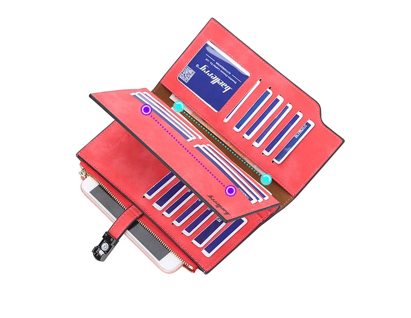 Elegant Long Wallet for Women – Magnetic Closure & Card Organizer