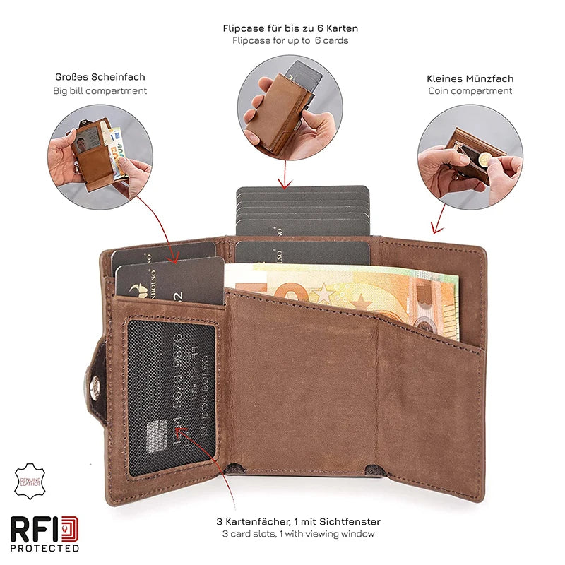 RFID Pop-Up Metal Wallet – Slim Anti-Theft Card Holder for Men & Women