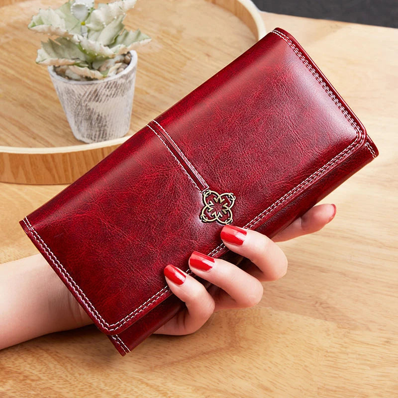 Luxury Long Leather Wallet for Women – Stylish & Spacious
