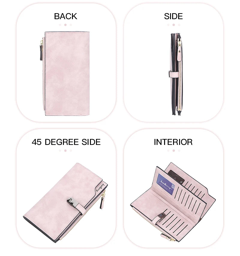 Elegant Long Wallet for Women – Magnetic Closure & Card Organizer