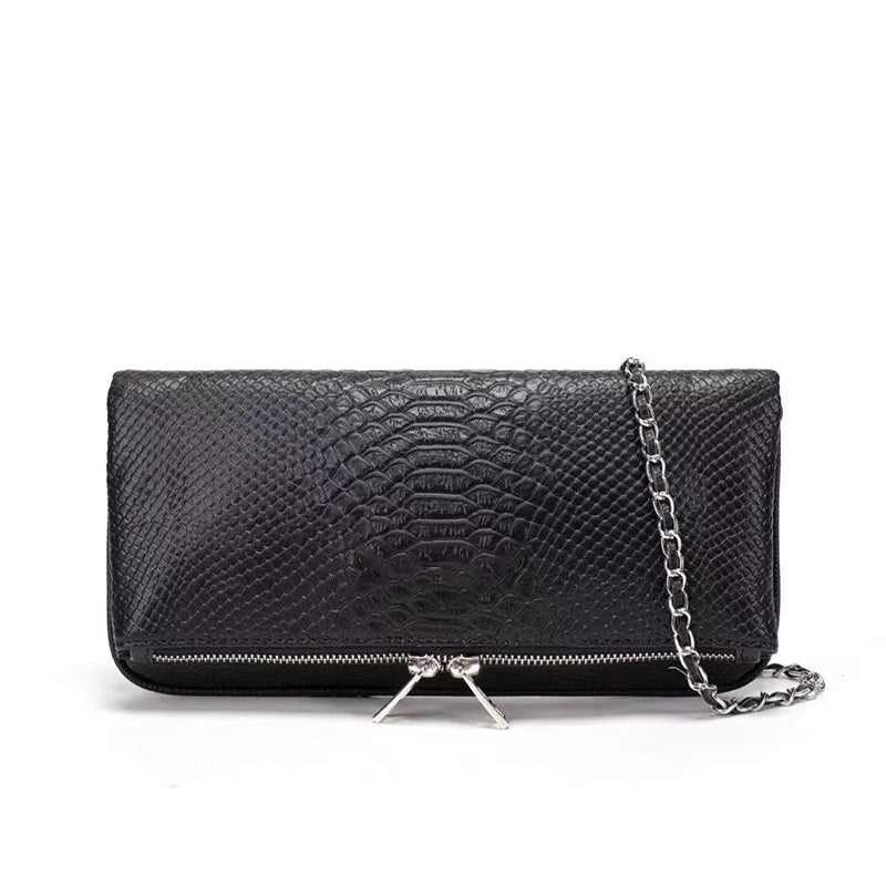 Vintage Chain Envelope Shoulder Bag – Elegant Black Crossbody for Women