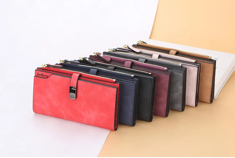 Elegant Long Wallet for Women – Magnetic Closure & Card Organizer