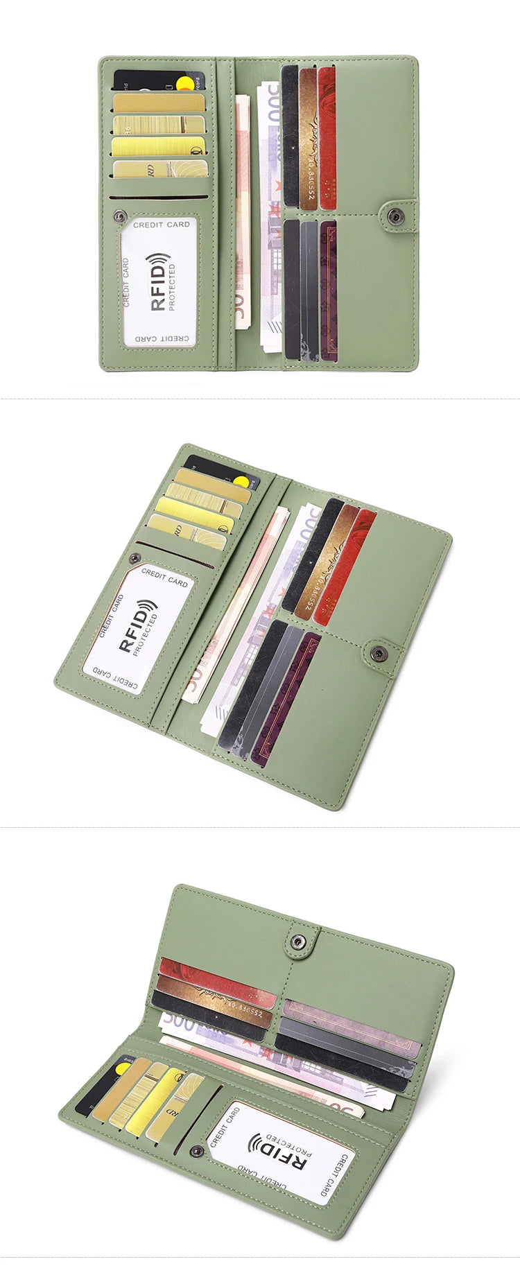 Functional & Compact: Women's Double-Fold Wallet – RFID Coin & Card Organizer with Hand Strap