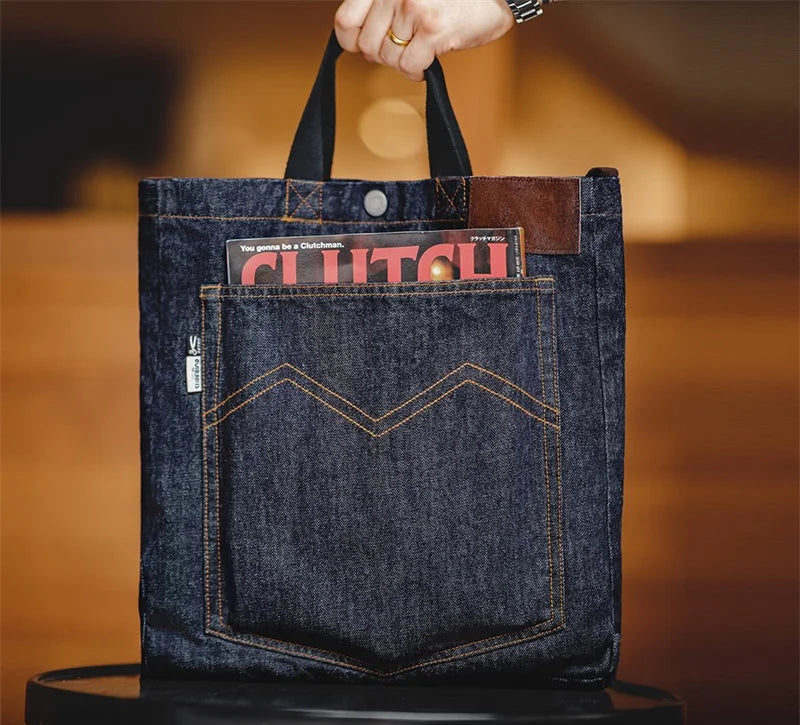 Men’s Vintage Denim Travel Duffle Bag – Durable & Stylish