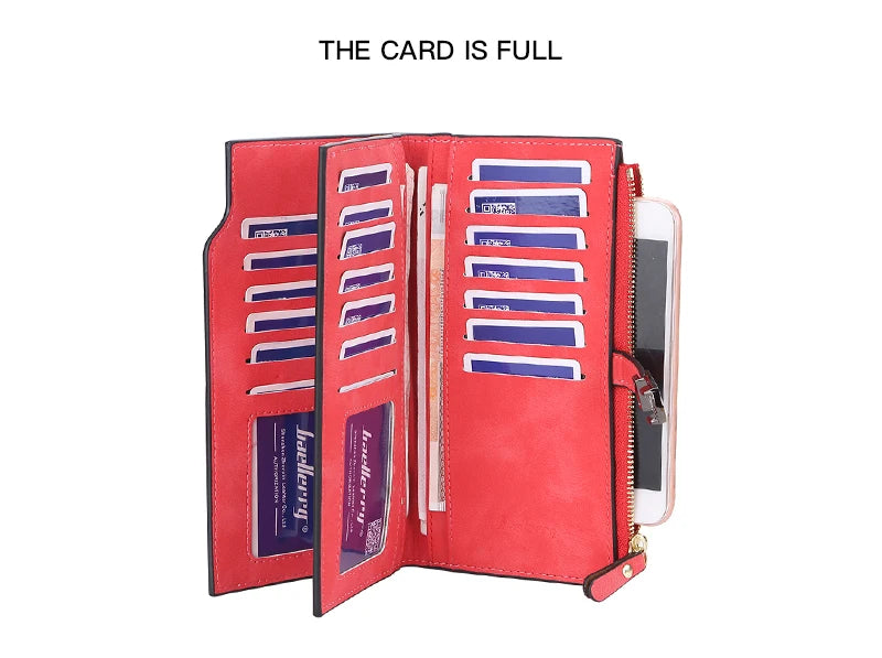 Elegant Long Wallet for Women – Magnetic Closure & Card Organizer