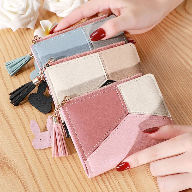 Compact Card Holder (Zip Wallet) with Tassel for Women & Girls