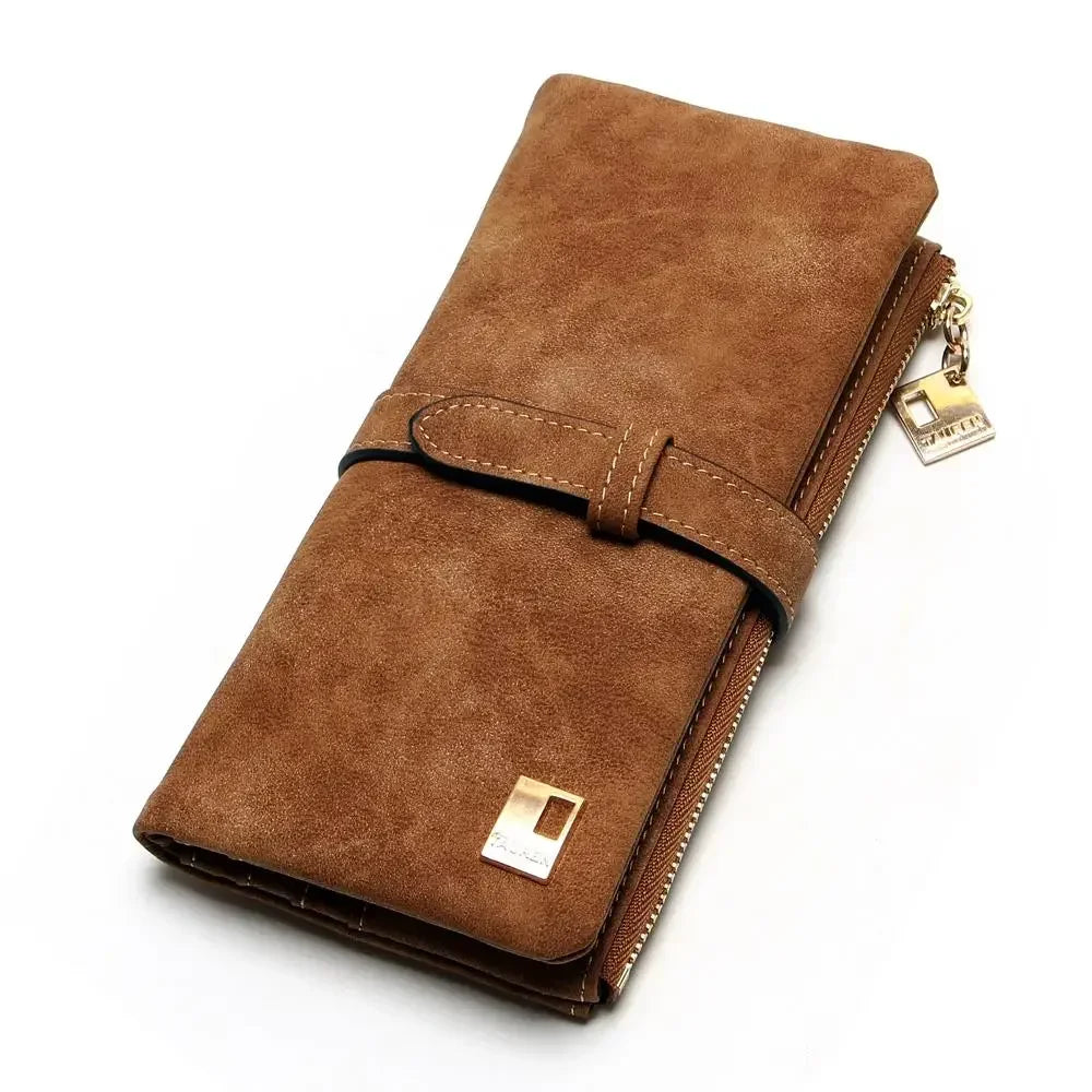 Timeless Elegance: Women’s 2-Fold Nubuck Clutch with Zipper & Drawstring.