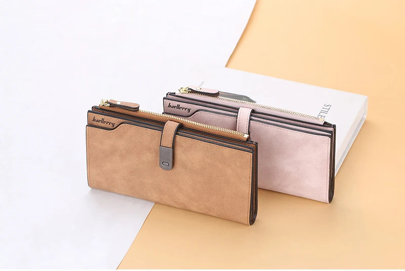 Elegant Long Wallet for Women – Magnetic Closure & Card Organizer