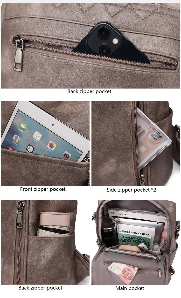 Leather Backpack Purse For Women Designer Travel Backpack