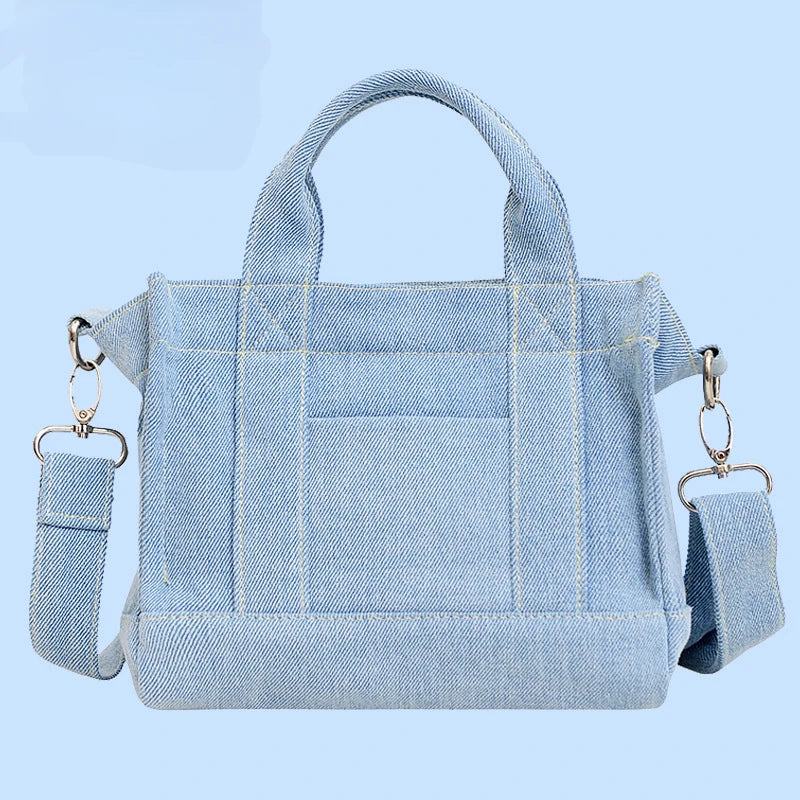 Kawaii Snoopy Denim Tote Bag Cartoon Animation Student Cute Tote Bag Embroidery Lunch Crossbody Bag
