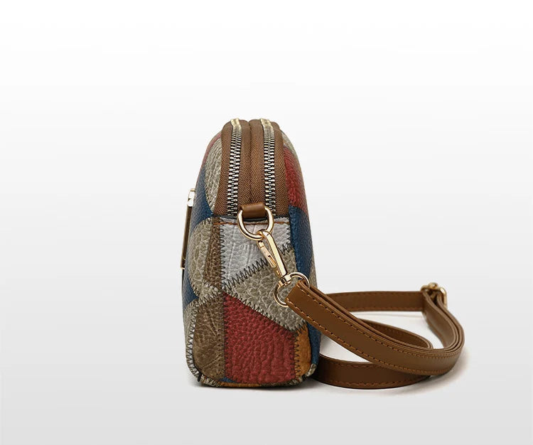 Color Block PU Shoulder Bag