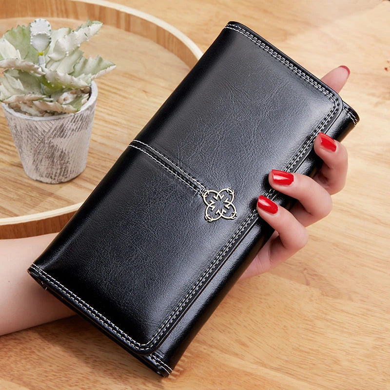 Luxury Long Leather Wallet for Women – Stylish & Spacious