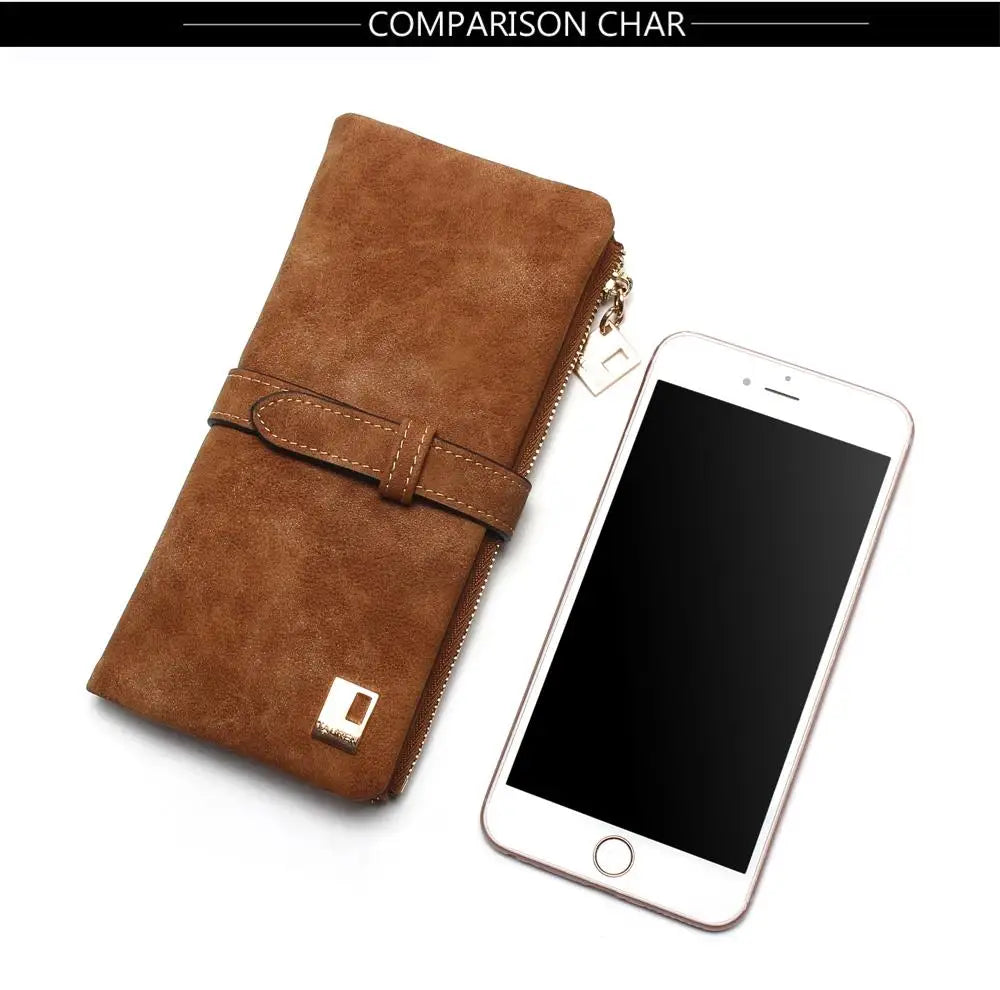 Timeless Elegance: Women’s 2-Fold Nubuck Clutch with Zipper & Drawstring.