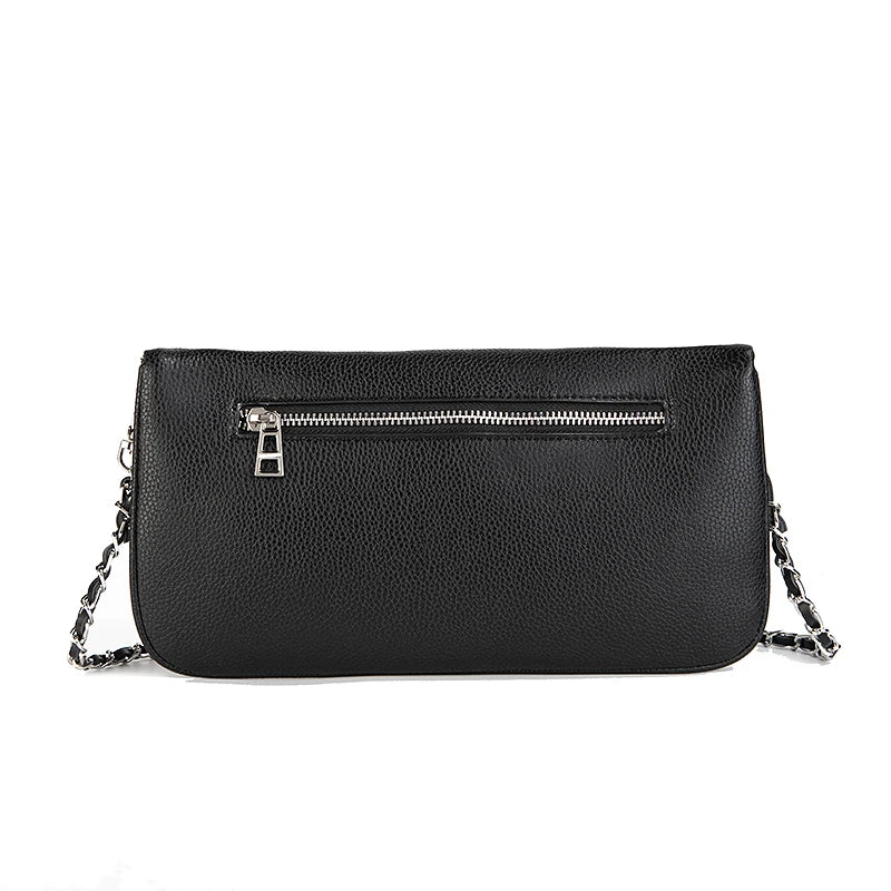 Vintage Chain Envelope Shoulder Bag – Elegant Black Crossbody for Women