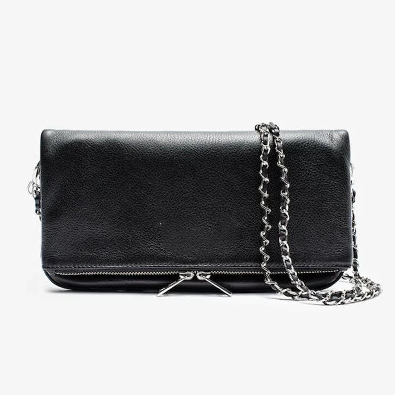 Vintage Chain Envelope Shoulder Bag – Elegant Black Crossbody for Women