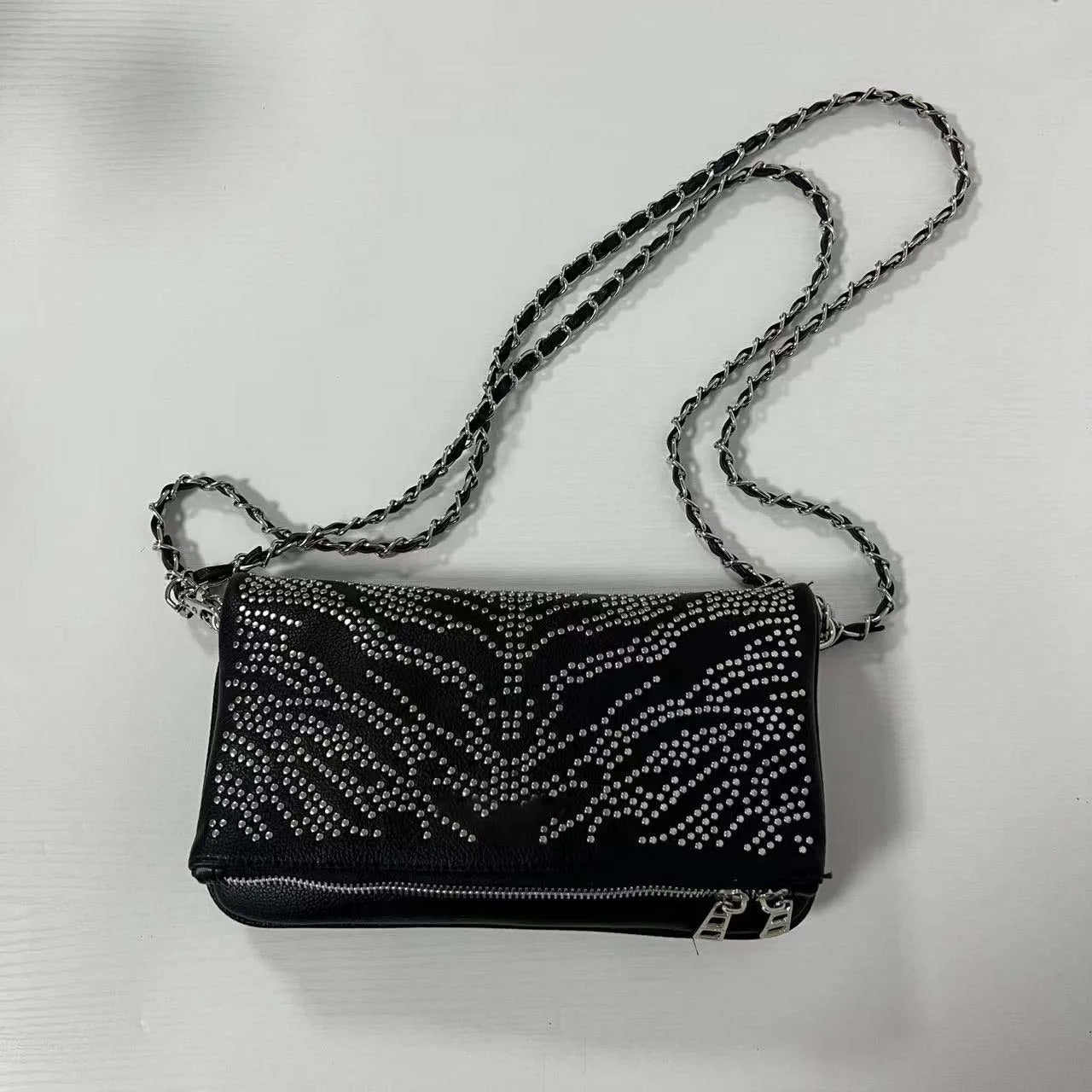 Vintage Chain Envelope Shoulder Bag – Elegant Black Crossbody for Women