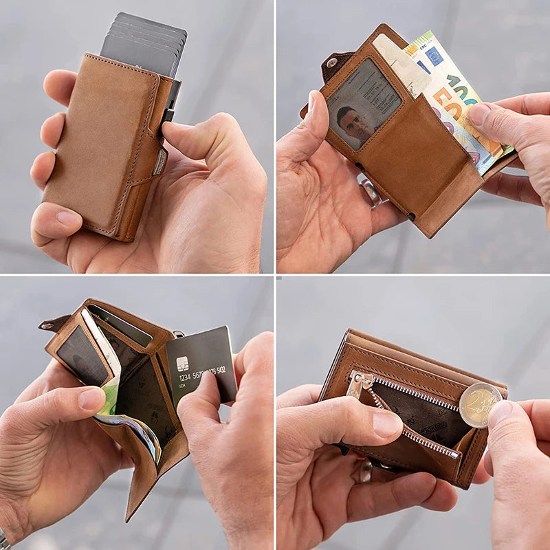 RFID Pop-Up Metal Wallet – Slim Anti-Theft Card Holder for Men & Women