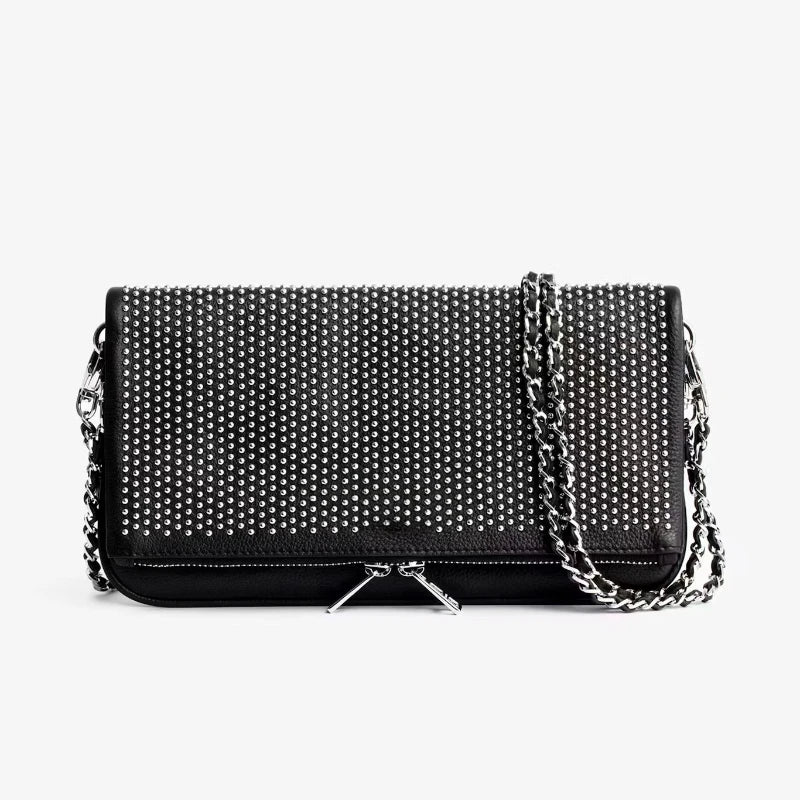 Vintage Chain Envelope Shoulder Bag – Elegant Black Crossbody for Women