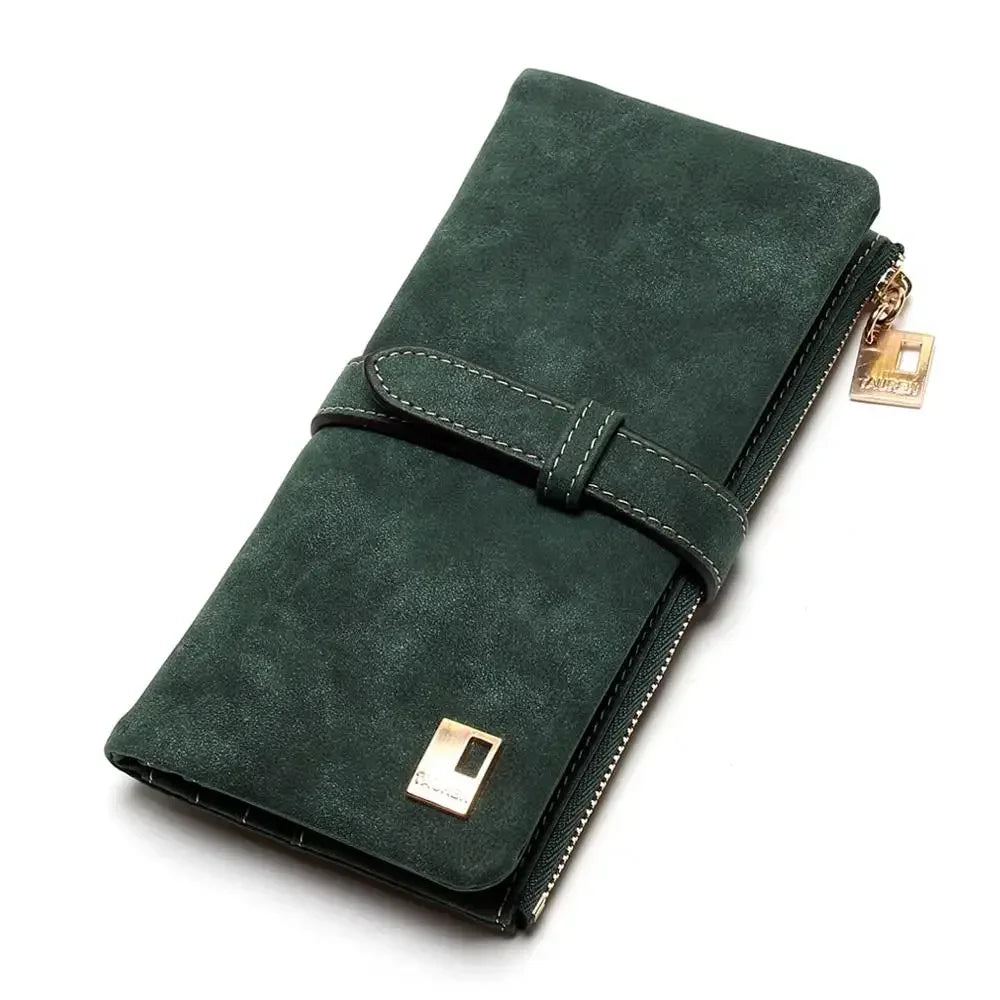 Timeless Elegance: Women’s 2-Fold Nubuck Clutch with Zipper & Drawstring.